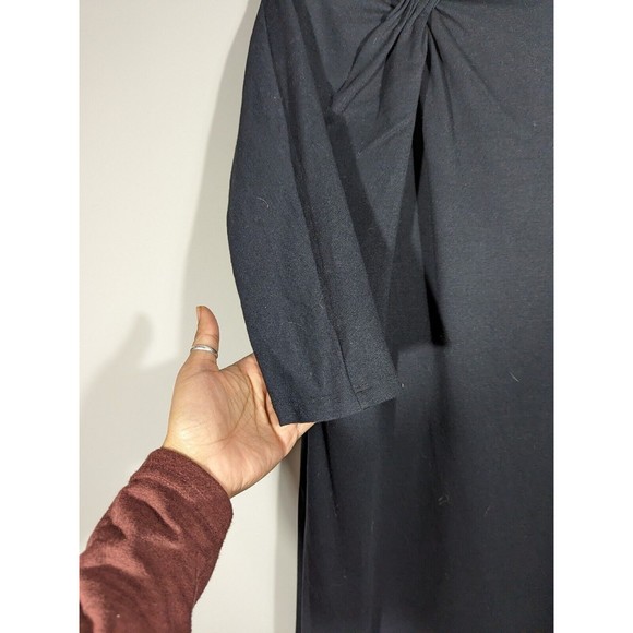 Talbots Black Midi 3/4 Sleeve Front Knot Dress Women Size 12 - Picture 5 of 6